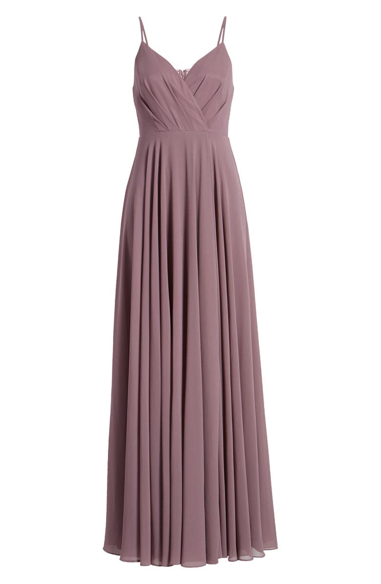 Lulus Surplice Chiffon A-Line Gown, Alternate, color, 