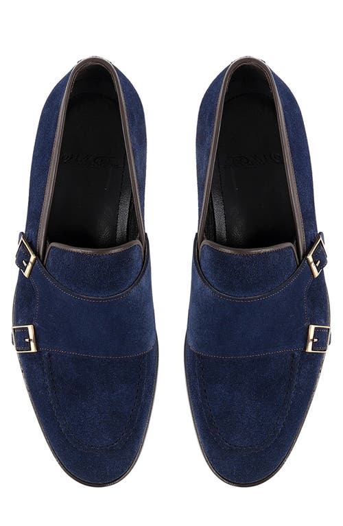 Vellapais Elmaton Double Monk Strap Leather Loafer In Blue