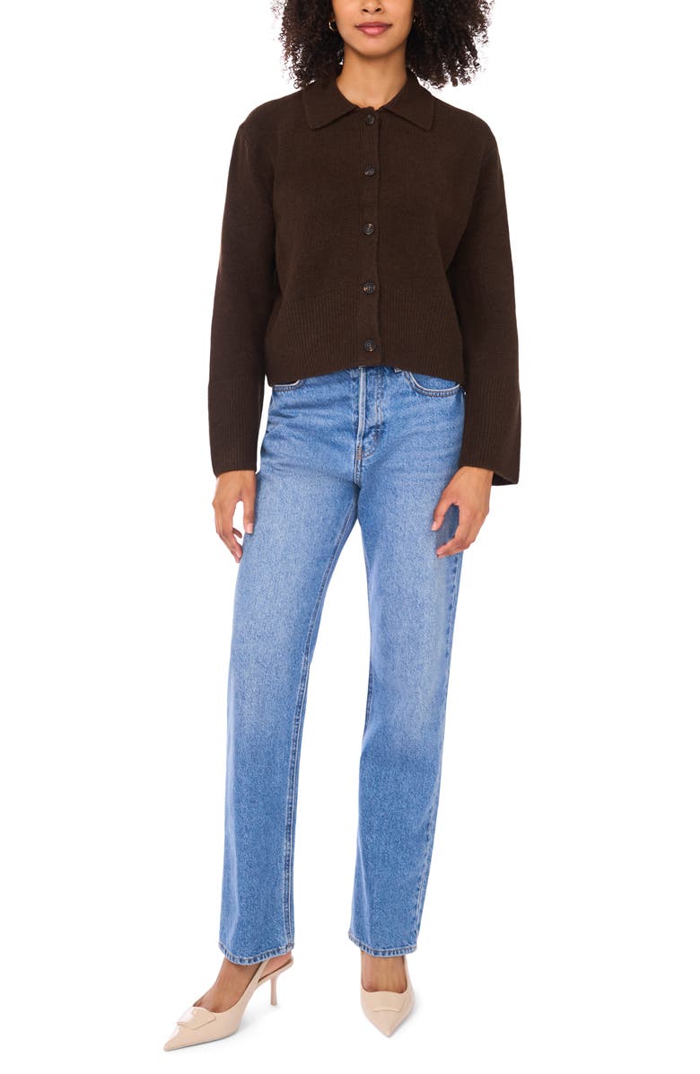 Parker Collared Cardigan Sweater, Alternate, color, Chocolate