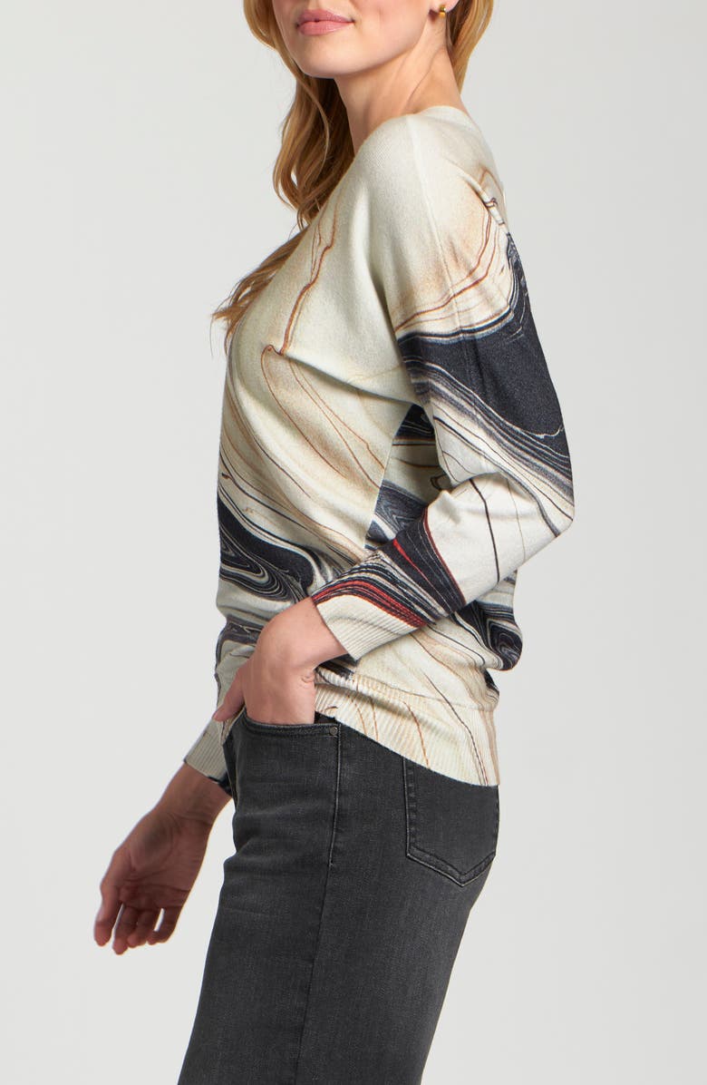 APNY Sunset Marble Print V-Neck Sweater, Alternate, color,
