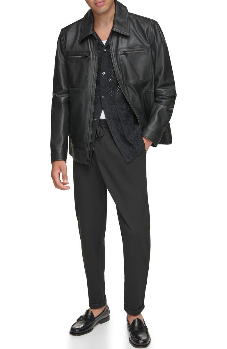 Andrew Marc Clayton Leather Jacket, Alternate, color, Black