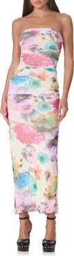 AFRM Marlo Strapless Mesh Maxi Dress