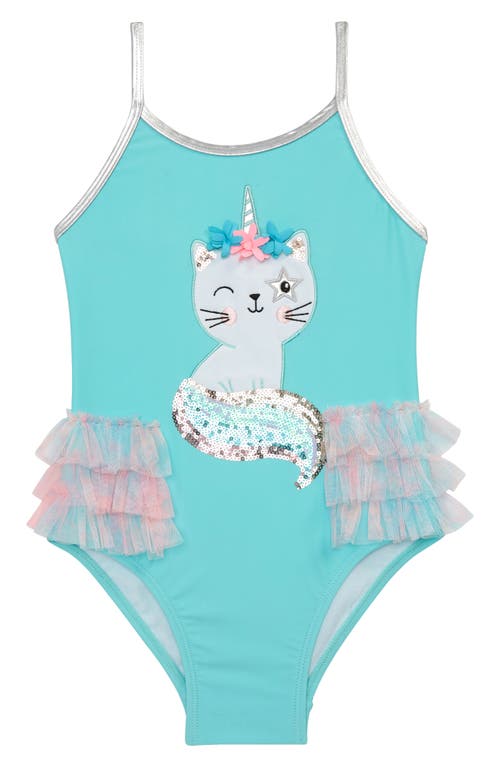 Shop Flapdoodles Kids' Kitty Unicorn Appliqué One-piece Swimsuit