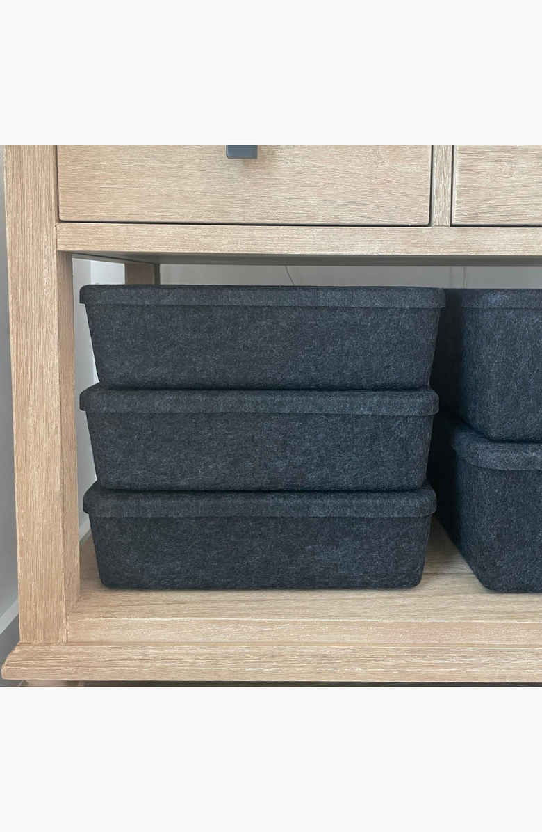 SortJoy The Sculpted Bin - Long with Lid, Alternate, color, Carbon - Set Of 3