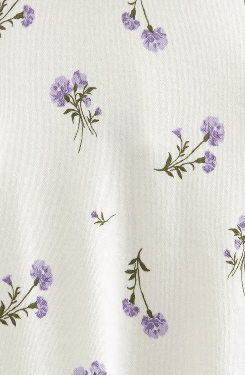 Nordstrom Smocked Yoke Cotton Footie, Alternate, color, Ivory Egret Jessa Floral