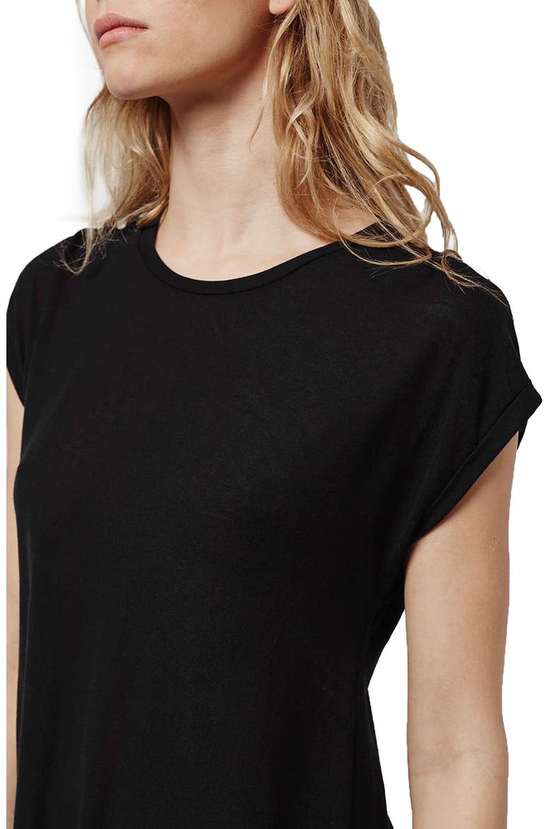 Split Back High/Low Tee, Alternate, color, BLACK