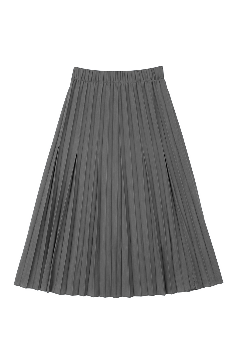 Aspect Crinkle Pleated Elastic Waist Midi Skirt, Main, color, Black
