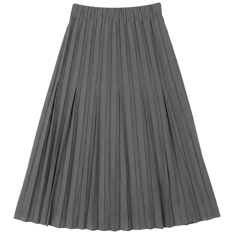 Crinkle Pleated Elastic Waist Midi Skirt