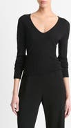 Vince Pointelle Wool-Blend V-Neck Top