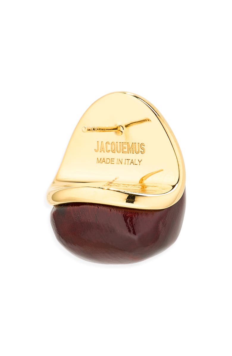 Jacquemus Les Mini Boucles Raisin Wooden Stud Earrings, Alternate, color, Gold / Brown 282