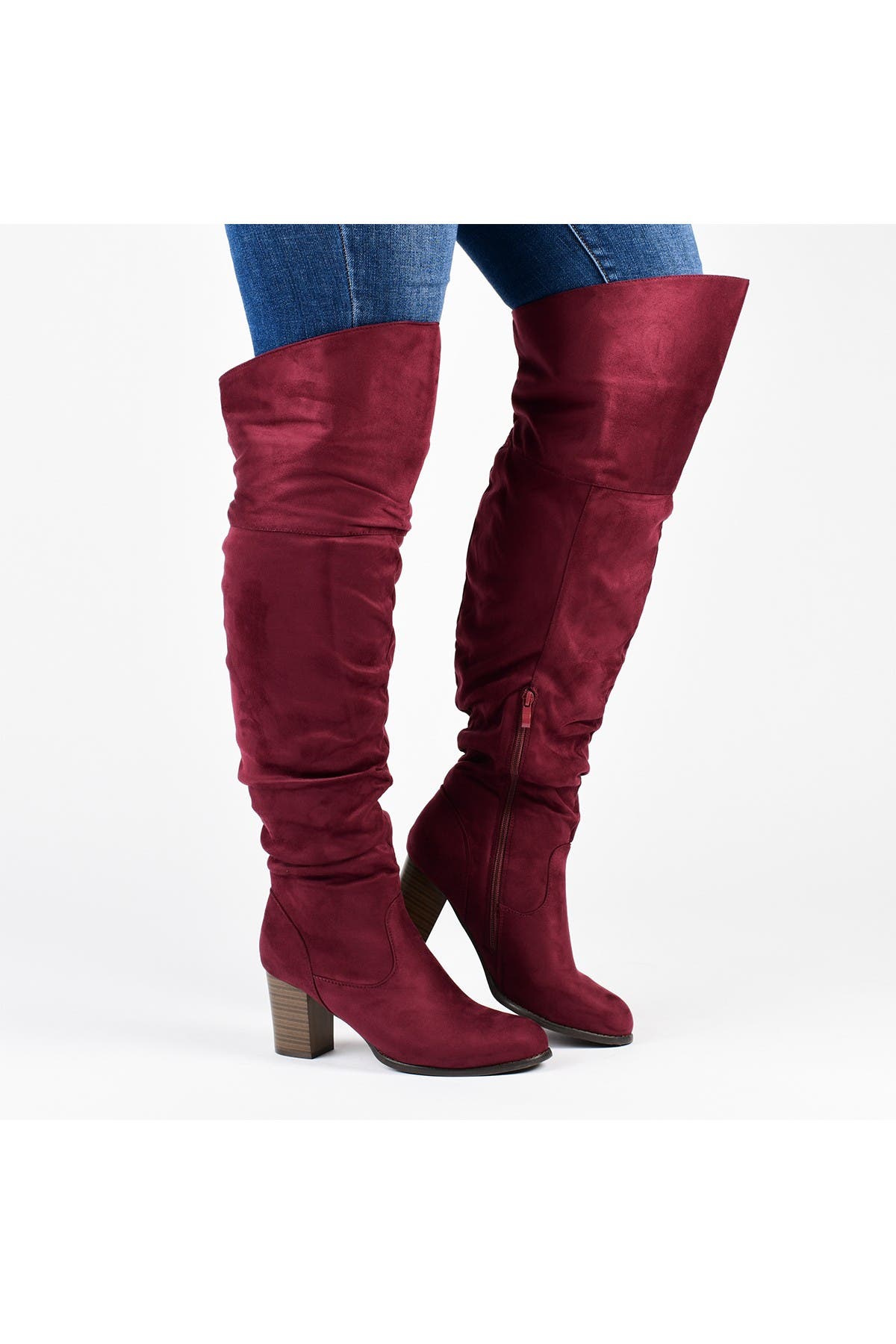 Journee Collection Kaison Wide Calf Ruched Tall Boot - Wide Calf, Alternate, color, Grey