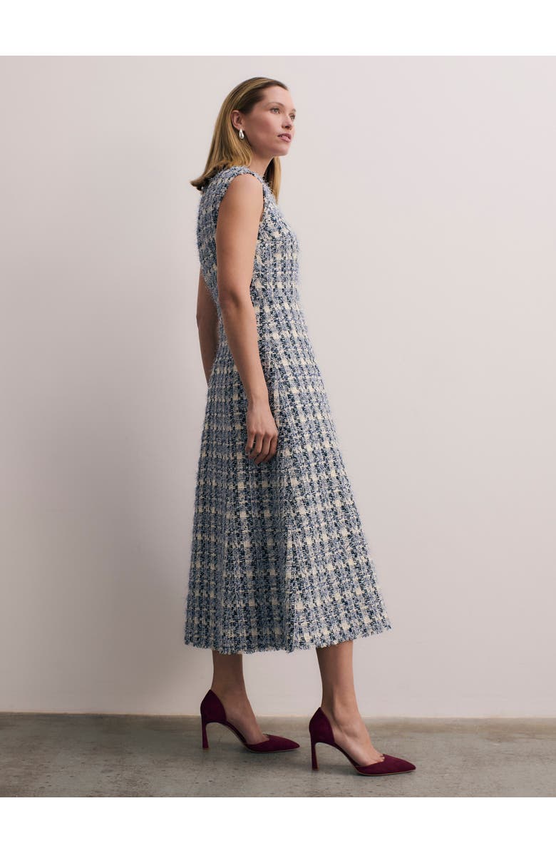 The Fold Tureen Tweed Midi Dress, Alternate, color, Navy