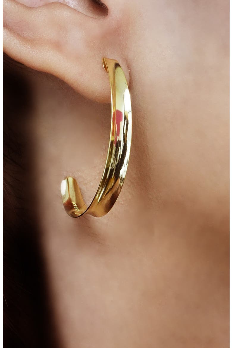 Thin Concave Hoop Earrings, Alternate, color, GOLD