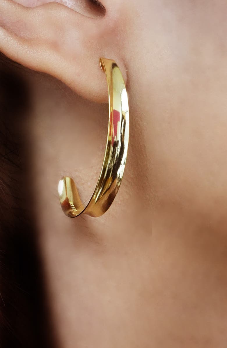 Argento Vivo Sterling Silver Thin Concave Hoop Earrings, Alternate, color, Gold