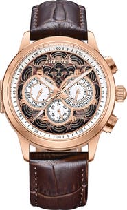 Heritor Automatic Apostle Leather-Band Watch w/ Day/Date