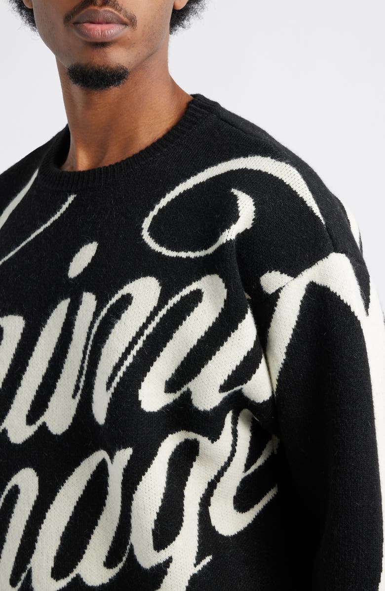 CRIMINAL DAMAGE Logo Script Sweater, Alternate, color, Black
