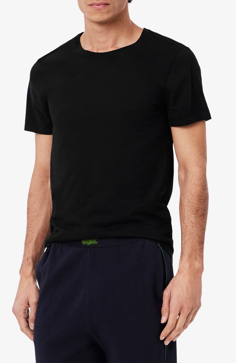 Lacoste 3-Pack Cotton Crewneck T-Shirts, Main, color, Black