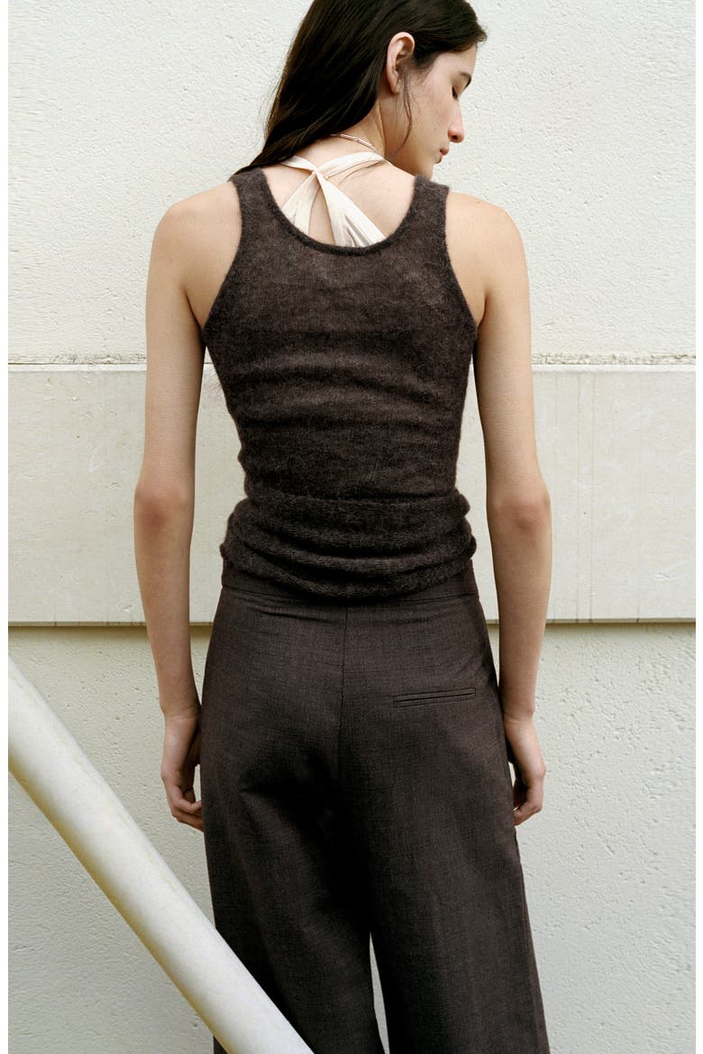 Asymmetric Semisheer Alpaca Tank Top, Alternate, color, MEDIUM BROWN