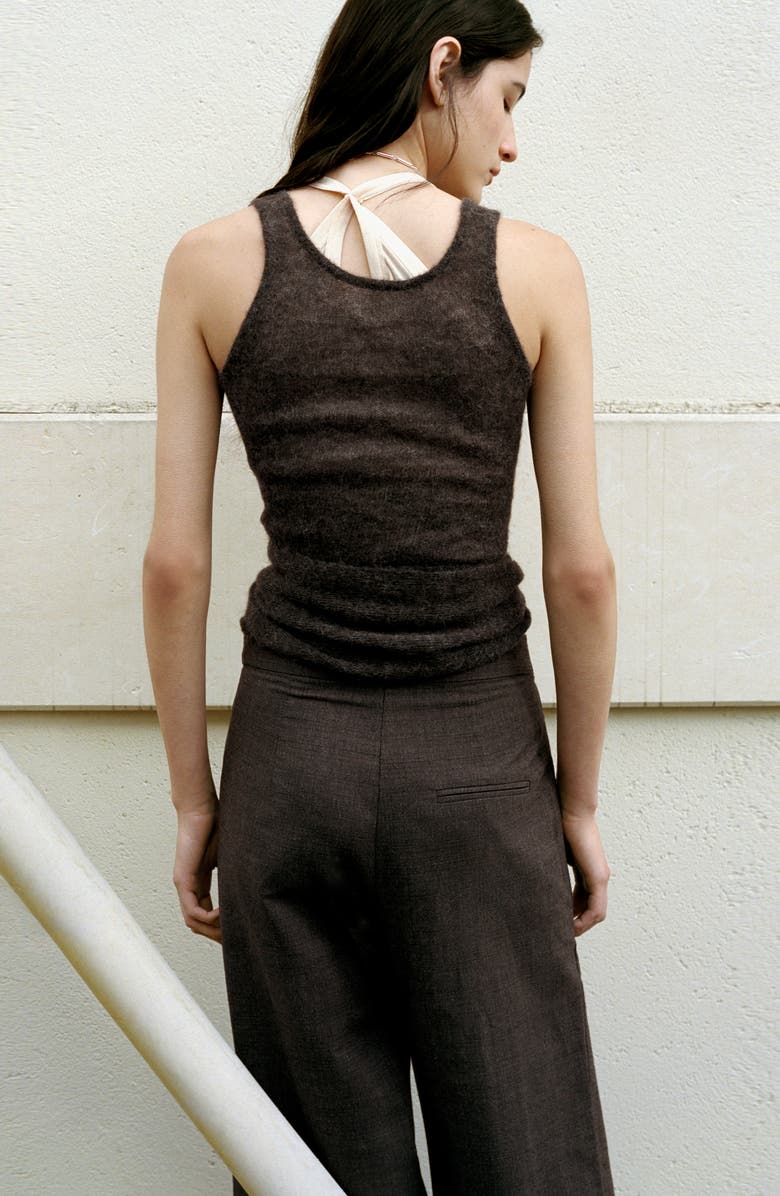 MANGO Asymmetric Semisheer Alpaca Tank Top, Alternate, color, Medium Brown