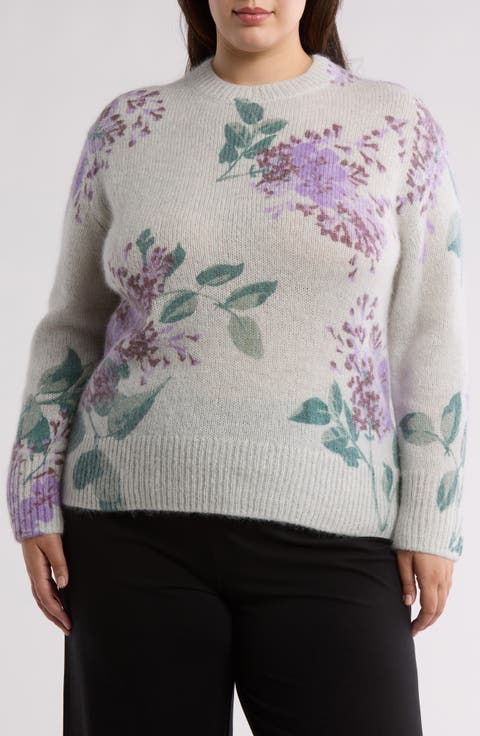 Floral Print Sweater (Plus)