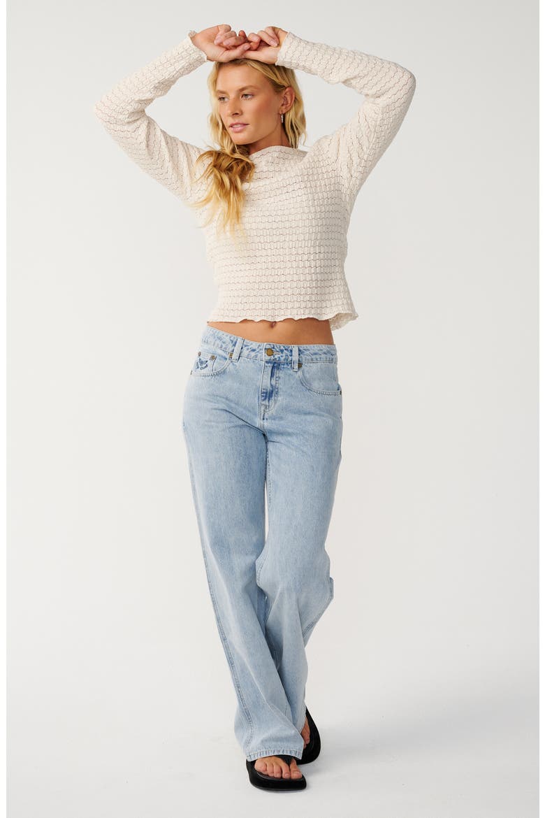 Bossa Nova Texture Long Sleeve Top, Alternate, color, BONE