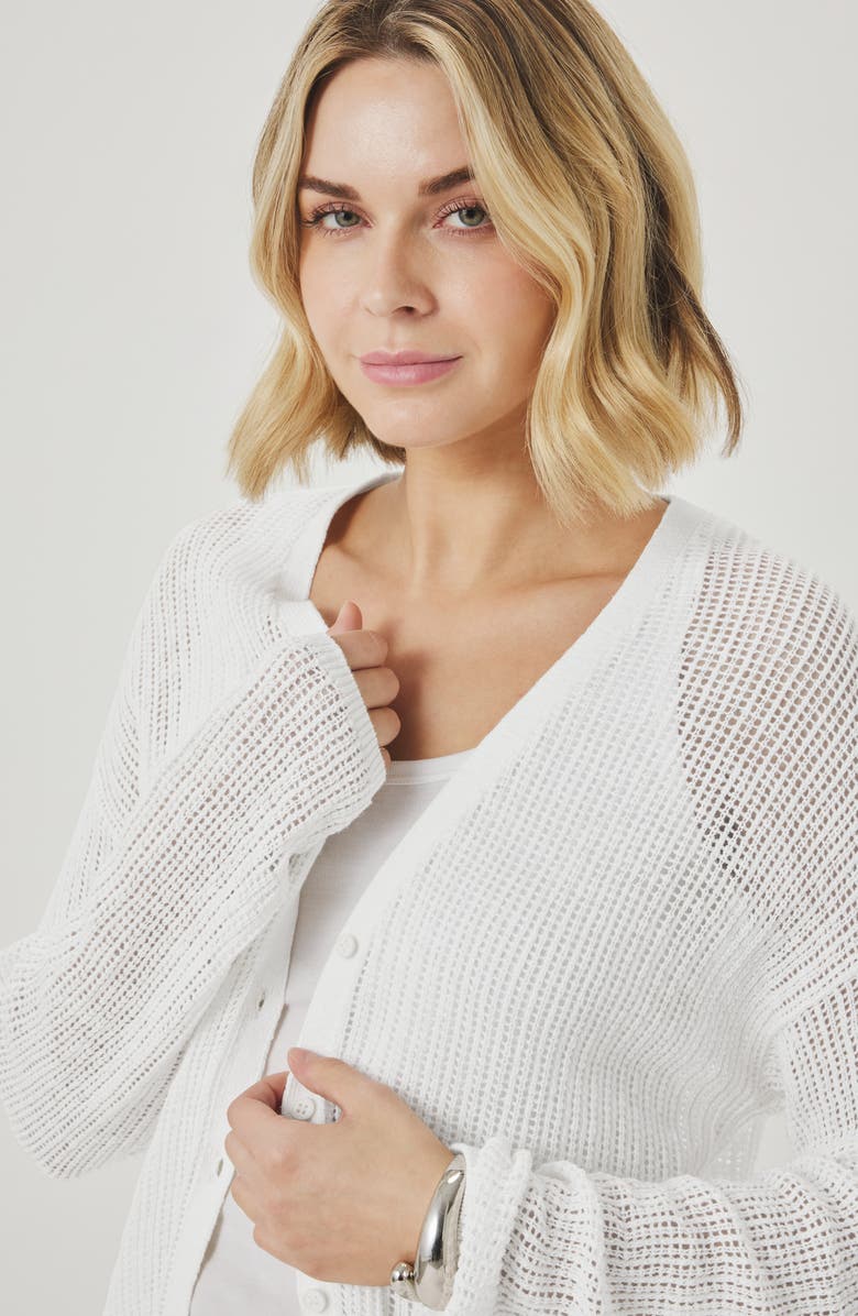 Splendid Yasmine Cotton and Linen Cardigan, Alternate, color, White