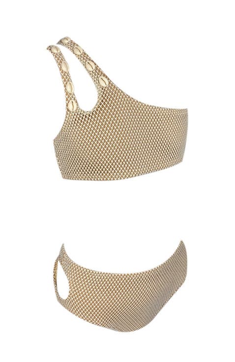 Kids' Double Strap Mesh Design Two-Piece Swimsuit