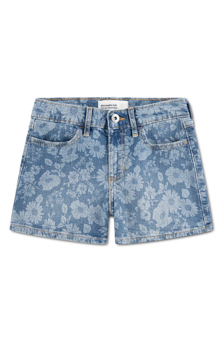 abercrombie kids Kids' Relaxed Floral Denim Shorts, Main, color, Floral Blues
