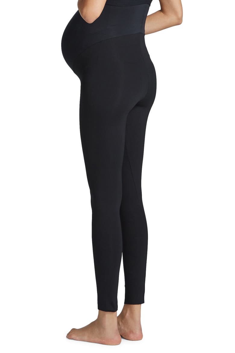 Over the Bump Scuba Knit Maternity Leggings, Alternate, color, BLACK
