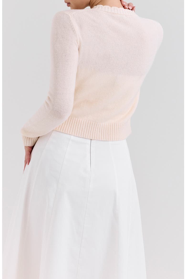 Anjou Floral Embroidered Ruffle Wool Cardigan, Alternate, color, CREAM AND ROSE EMBROIDERED