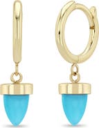 Zoë Chicco 14K Gold Turquoise Bullet Huggie Hoop Earrings