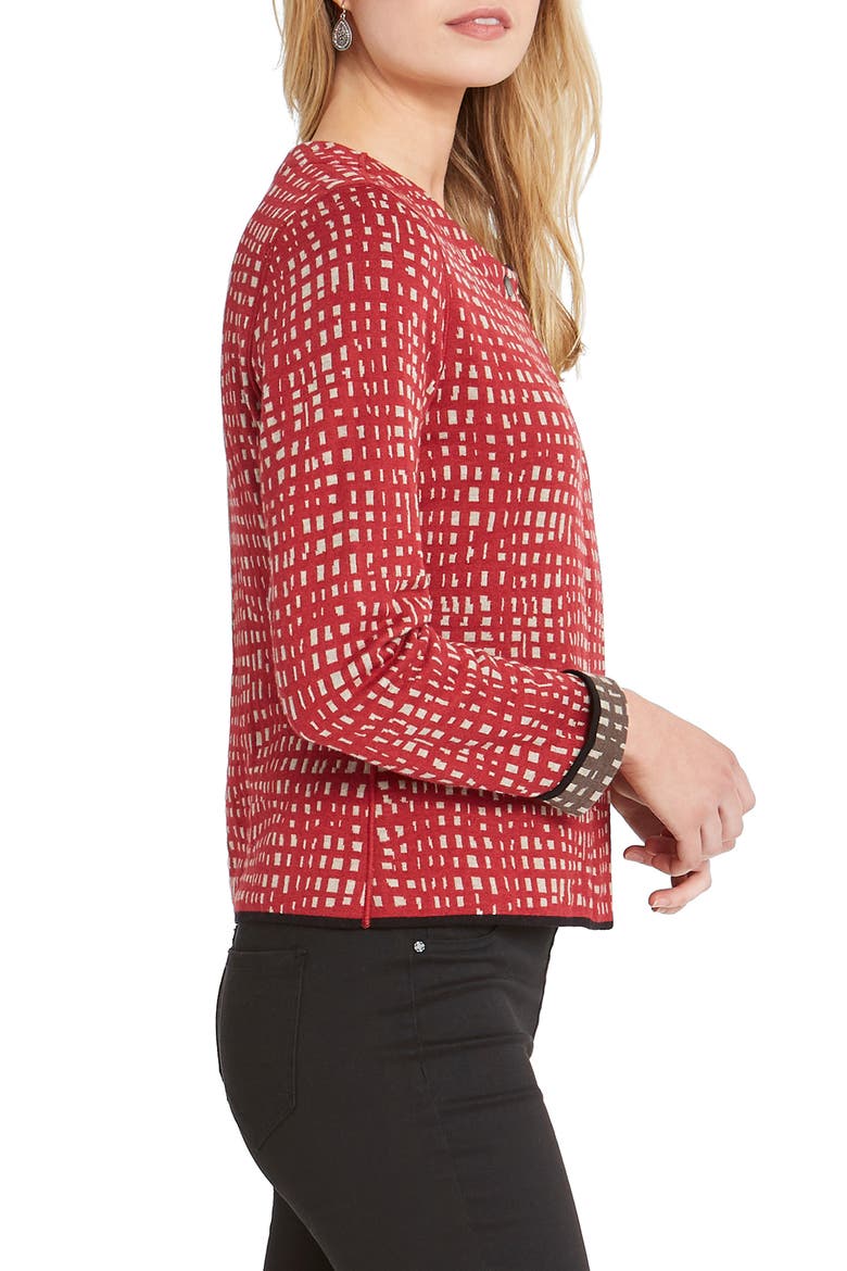 Check Mate Reversible Knit Jacket, Alternate, color, RED MULTI