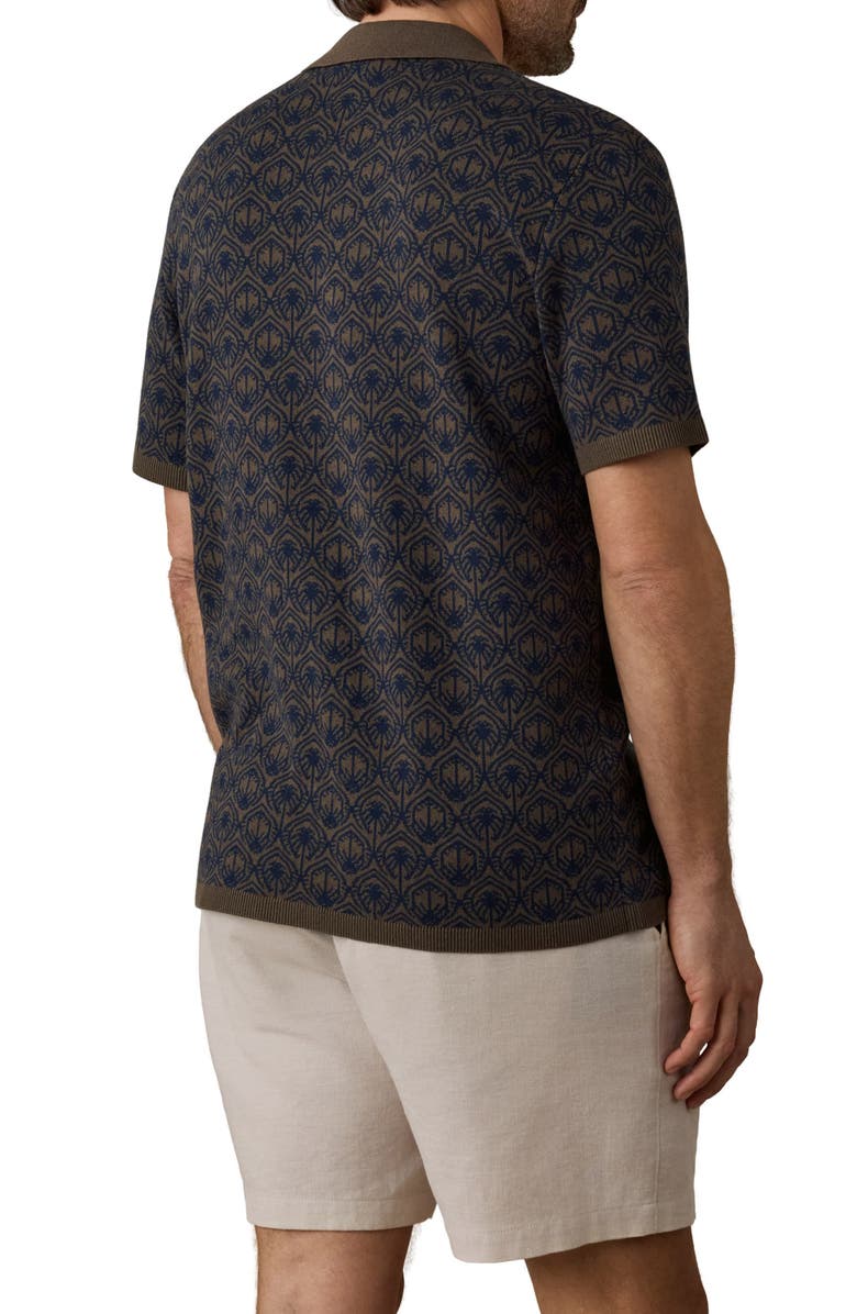 Faherty Short Sleeve Linen & Organic Cotton Knit Button-Up Shirt, Alternate, color, Inland Palm Mosaic