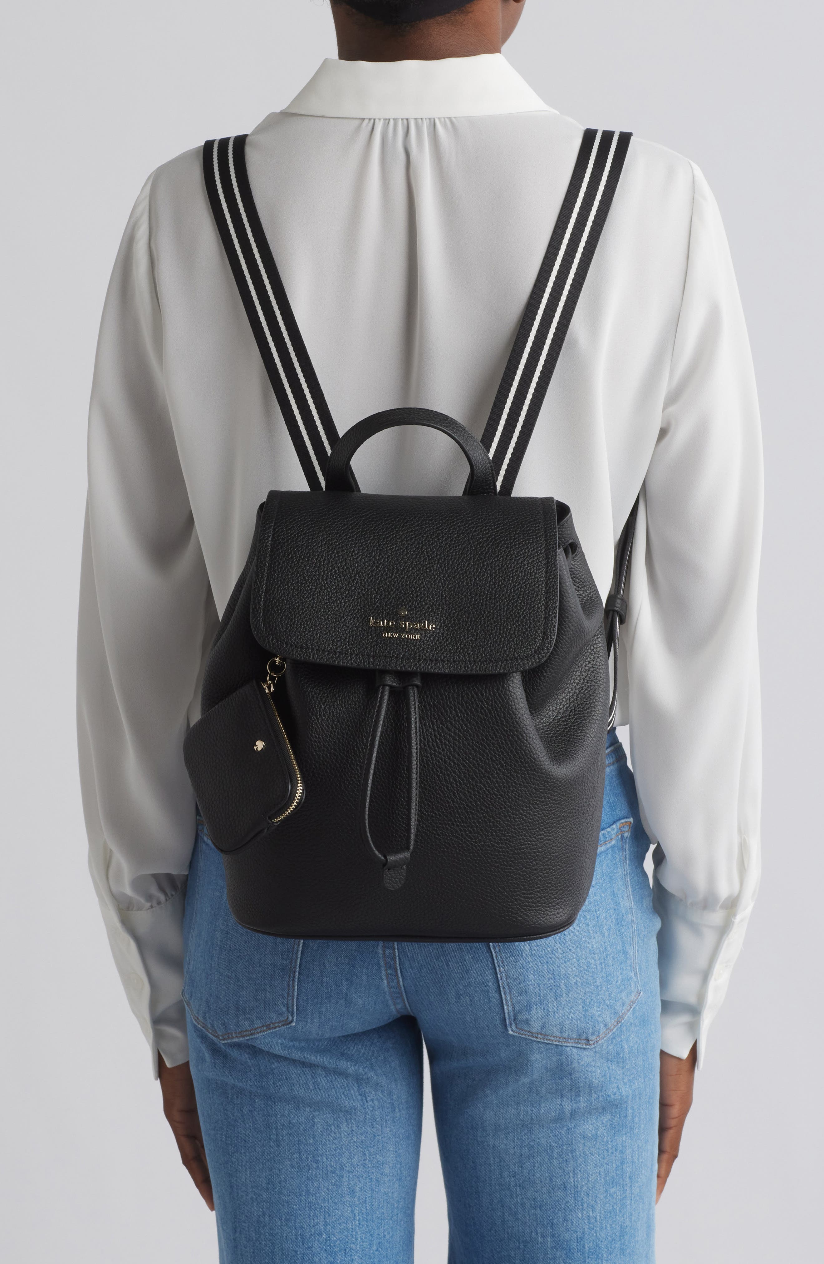 Kate Spade New York rosie medium leather flap backpack, Alternate, color, 