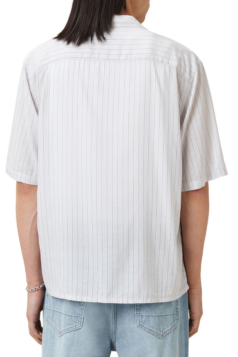 Arran Stripe Short Sleeve Button-Up Shirt, Alternate, color, WHITE/ CHARCOAL