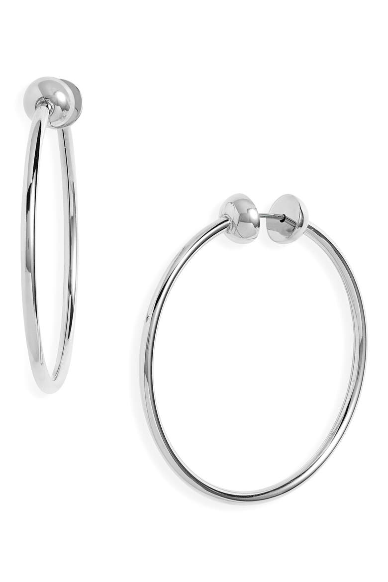 Small Icon Hoop Earrings, Main, color, PLATINUM