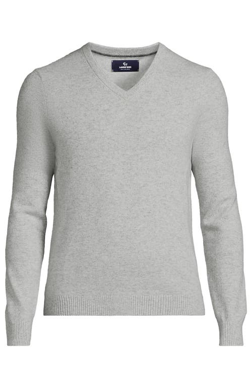 Lands' End Fine Gauge Cashmere V-neck Sweater In Gray