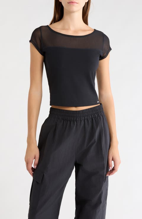 Mesh Boat Neck Performance Tee