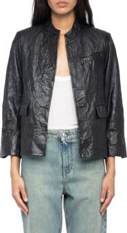 Zadig & Voltaire Veryn Cuir Crinkled Leather Jacket