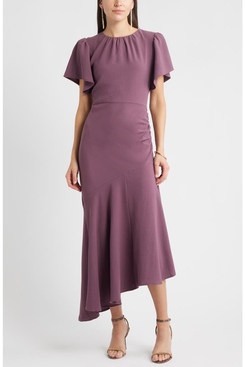 Asymmetric Crepe Maxi Dress, Main, color, PURPLE SERUM