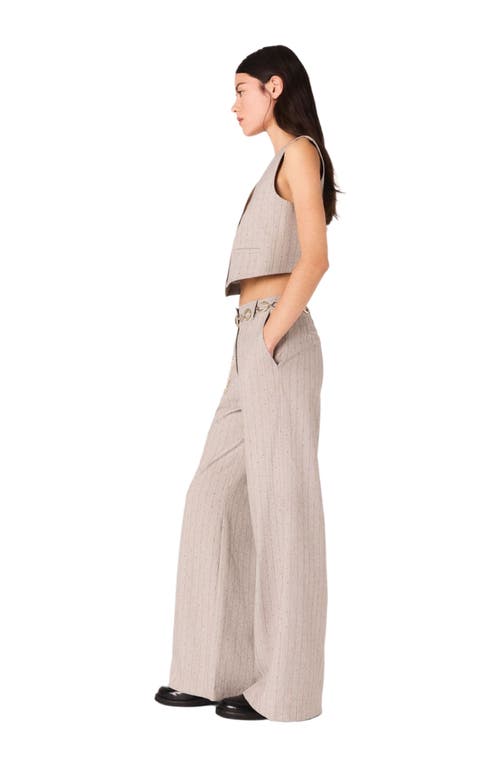 Maje Striped Rhinestone Suit Trousers In Neutral