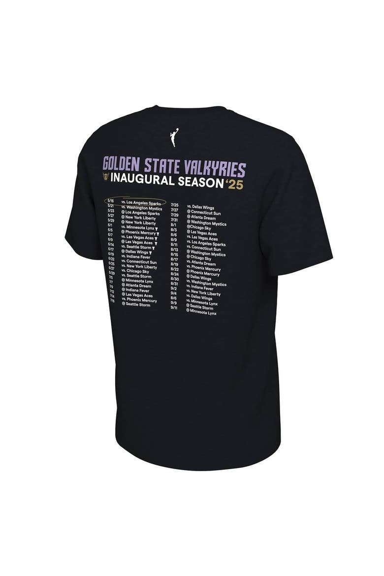 Unisex Nike Eclipse Black Golden State Valkyries 2025 Inaugural Season First of a Lifetime Schedule T-Shirt, Alternate, color, Eclipse Black