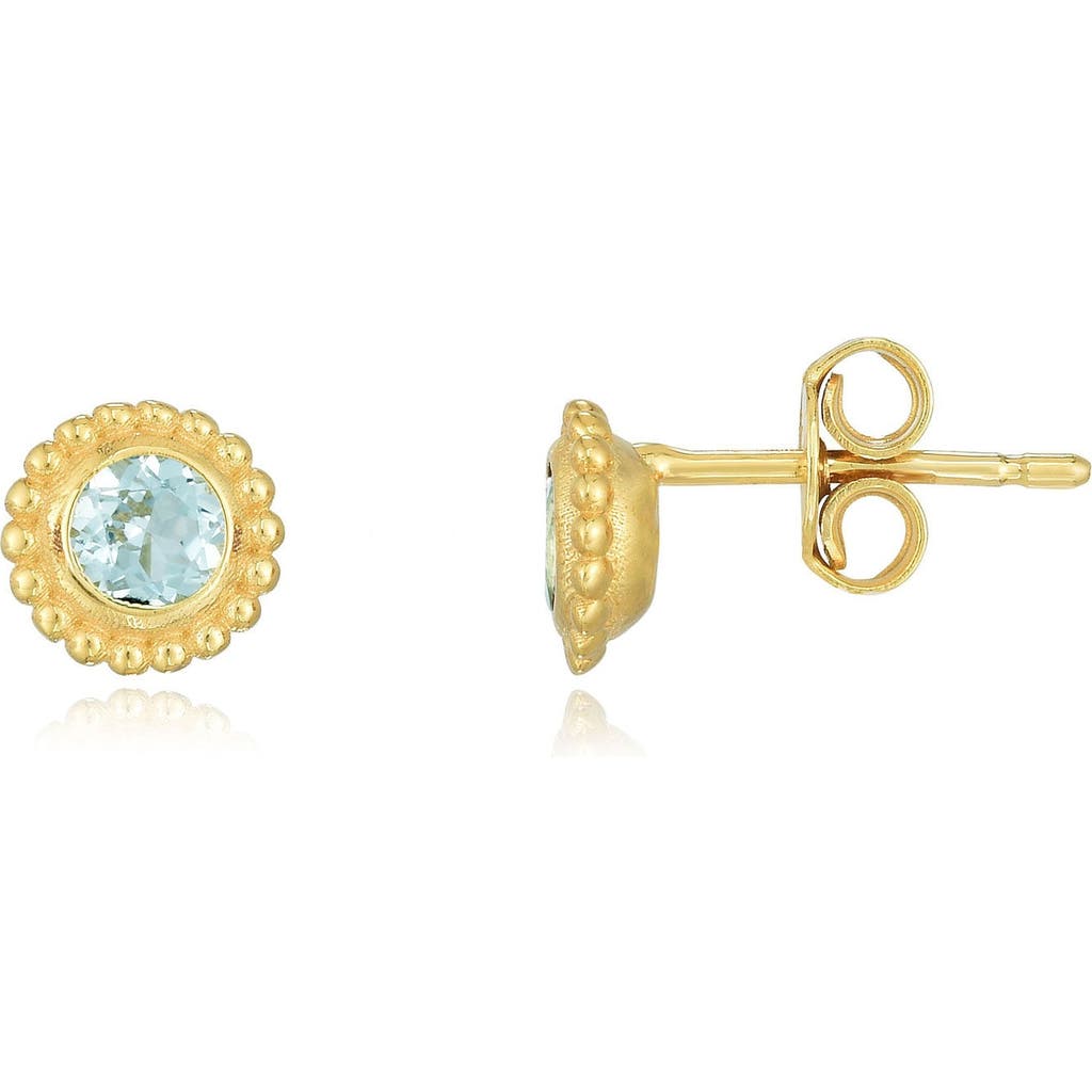 The Lovery Fine Jewelry Aquamarine Beaded Bezel Stud Earrings  product