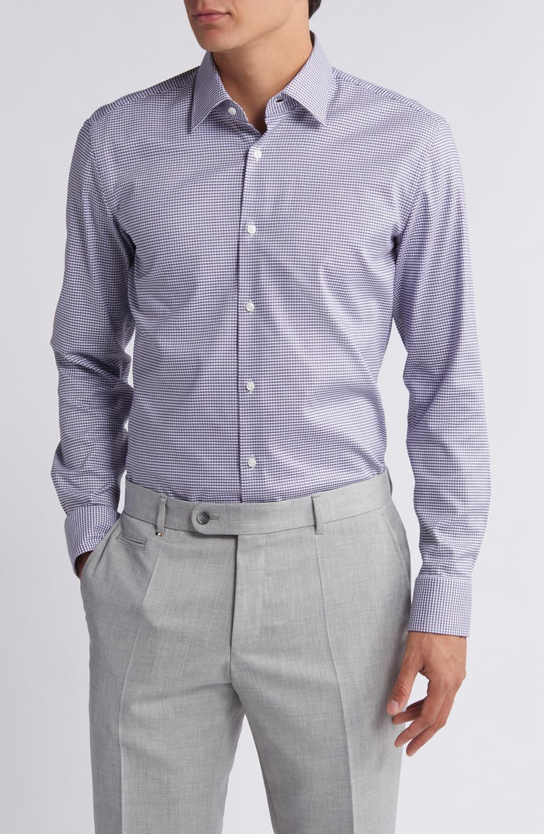 BOSS Hank Kent Stripe Stretch Dress Shirt, Main, color, Light Purple