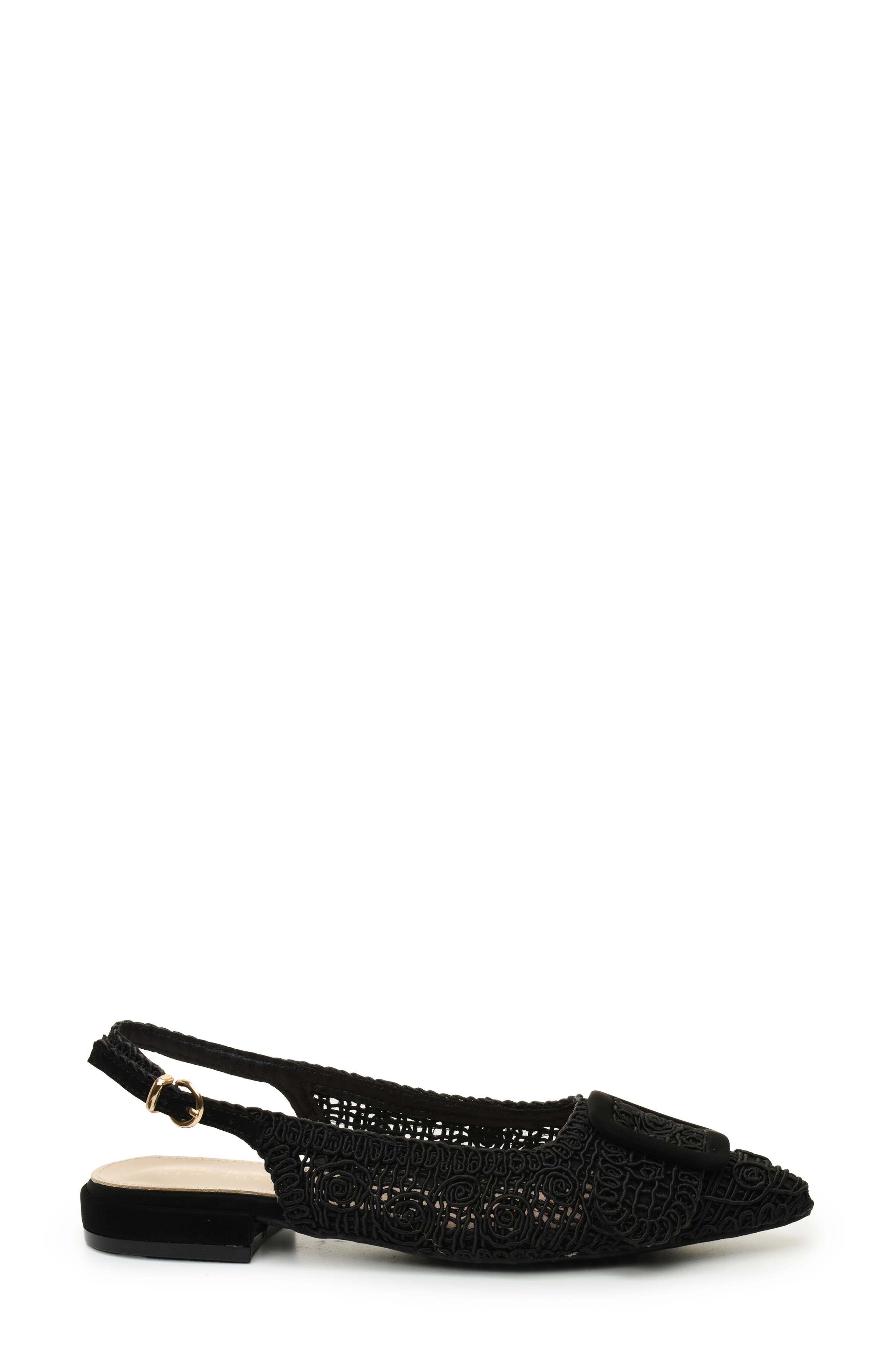 Nicole Miller Embroidered Slingback Flat, Alternate, color, Black