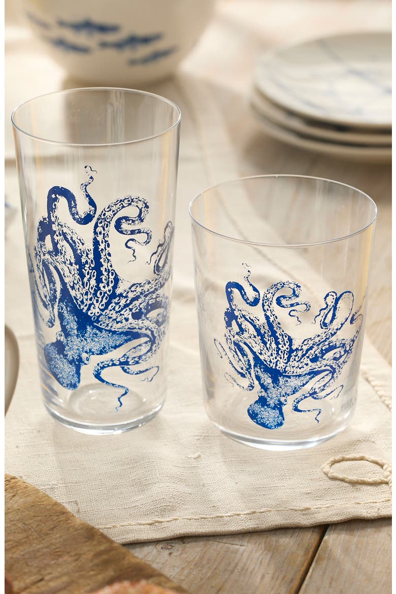 Lucy Blues Small Drinking Glass Set of 4, Alternate, color, Color