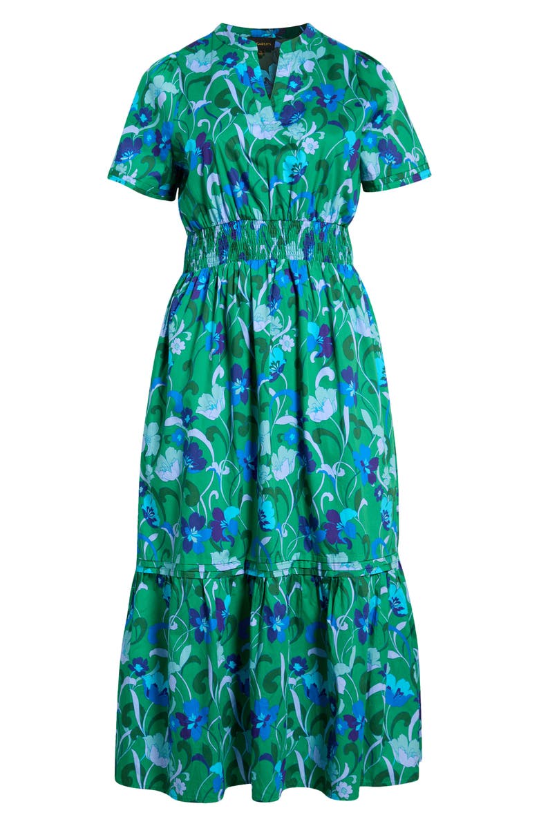SUGARLIPS Lomeli Floral Split Neck Cotton Dress, Main, color, Kelly-Blues-Multi
