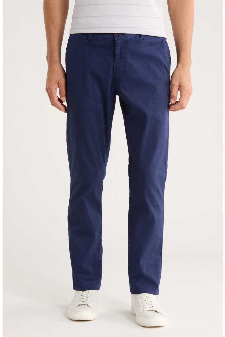Straight Leg Flat Front Pants, Main, color, OCEAN DEEP