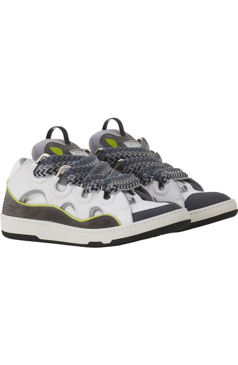 Lanvin Curb Leather Sneakers, Alternate, color, White/Grey