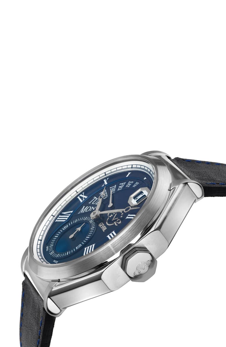 GEVRIL Men's Marchese Leather Strap Watch, 44mm, Alternate, color, 
